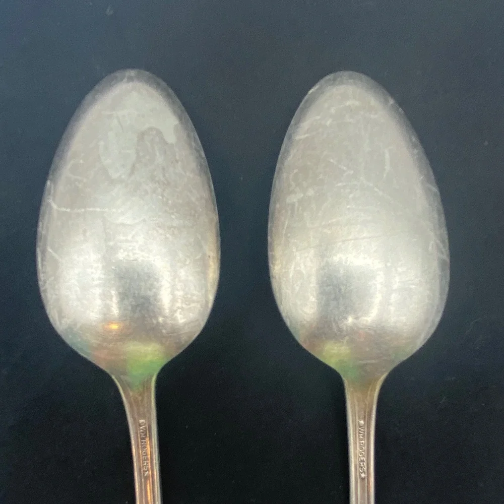 William Rogers IS Gardenia Silverplate Spoons Set of 2 Floral Art Deco 6